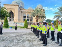 Pagi Hari, Polisi Siaga di Persimpangan Jalan Kota Lhokseumawe