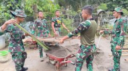 Anggota Satgas TMMD Ke-123 Kodim 0111/Bireuen Rancang dan Bangun Tugu TMMD Sebagai Simbol Kebersamaan dan Dedikasi