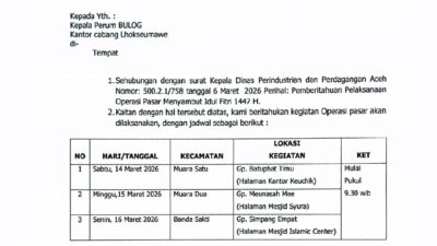 Ini Jadwal 3 Titik Lokasi Operasi Pasar di Lhokseumawe!